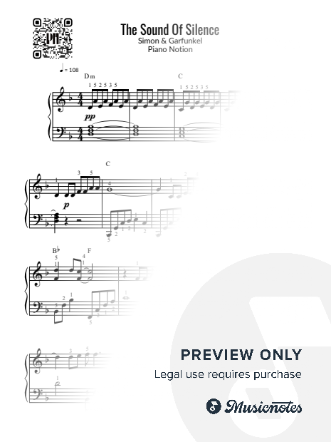The Sound of Silence, Simon & Garfunkel (Easy Piano)