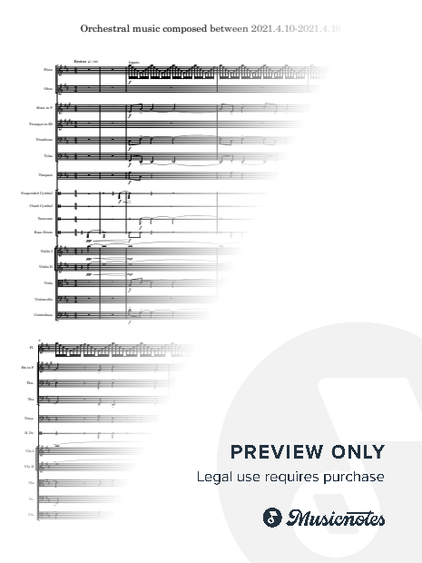 Orchestral music composed between 2021.4.10-2021.4.19 (A3 Complete score and B4 Parts)