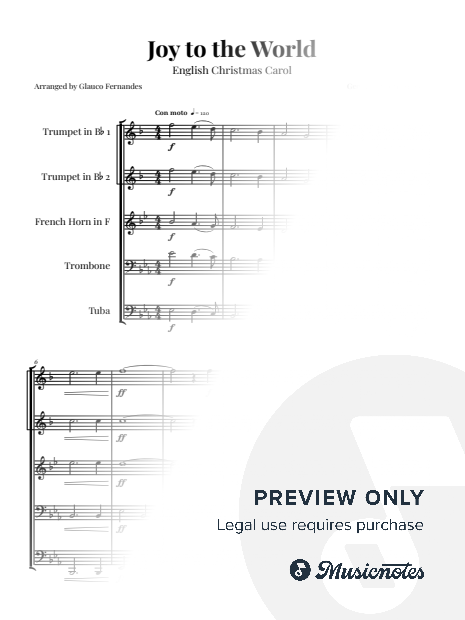 Joy To The World | BRASS QUINTET (Score & Parts)