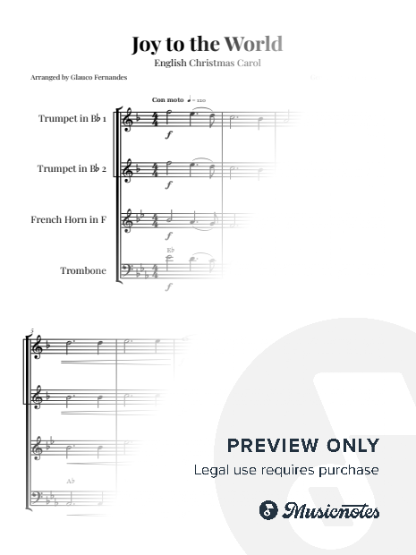 Joy To The World | BRASS QUARTET (with Chords)