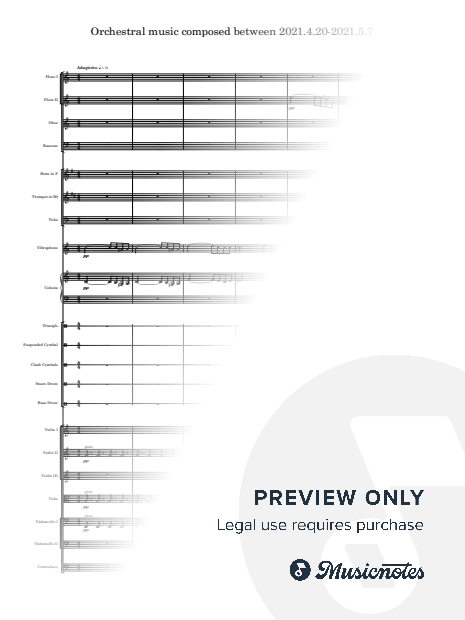 Orchestral music composed between 2021.4.20-2021.5.7 (A3 Complete score and B4 Parts)