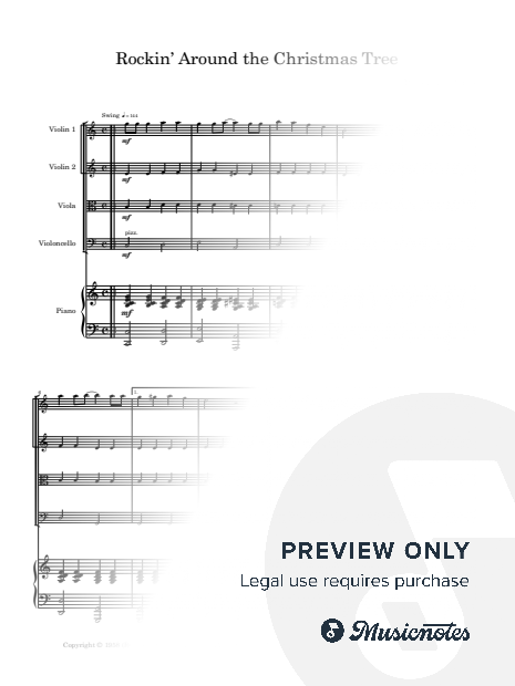 Rockin' Around The Christmas Tree | PIANO QUINTET (String Quartet and Piano) (Score & Parts)