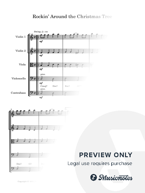 Rockin' Around The Christmas Tree | STRING QUINTET (with Chords)
