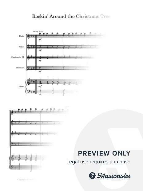 Rockin' Around The Christmas Tree | WOODWIND QUARTET and PIANO (Score & Parts)