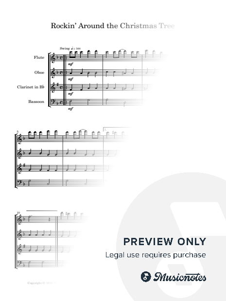 Rockin' Around The Christmas Tree | WOODWIND QUARTET (Score & Parts)
