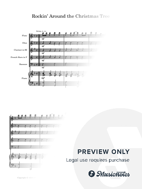 Rockin' Around The Christmas Tree | WOODWIND QUINTET and PIANO (Score & Parts)