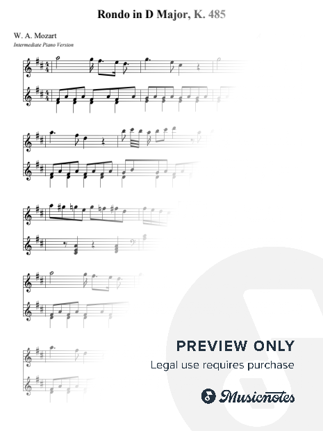 Rondo in D Major, K. 485 – W. A. Mozart (Intermediate - Medium version)