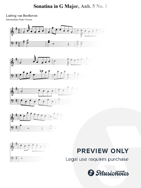 Sonatina in G Major, Anh. 5 No. 1 – Ludwig van Beethoven (Intermediate - Medium version)