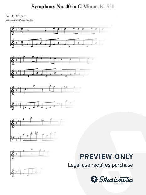 Symphony No. 40 in G Minor, K. 550 – W. A. Mozart (Intermediate - Medium version)