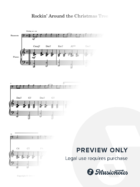 Rockin' Around The Christmas Tree | BASSOON and PIANO (with Chords)
