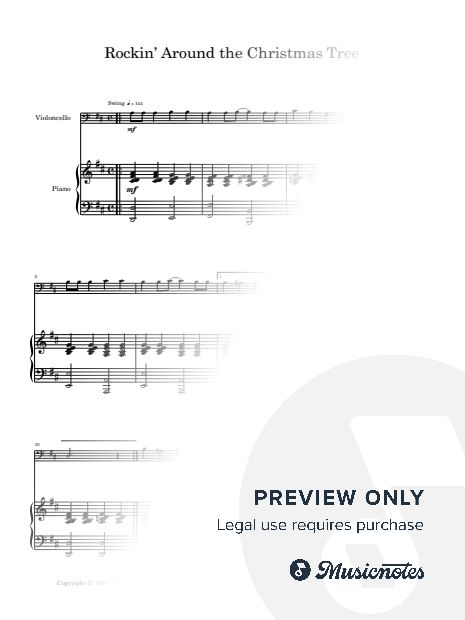 Rockin' Around The Christmas Tree | CELLO and PIANO (Score & Part)