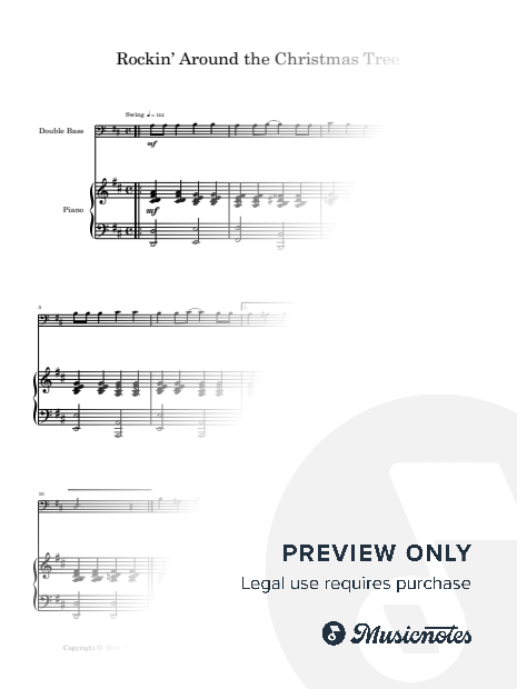 Rockin' Around The Christmas Tree | DOUBLE BASS and PIANO (Score & Part)