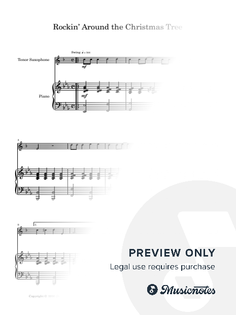 Rockin' Around The Christmas Tree | TENOR SAX and PIANO (Score & Part)