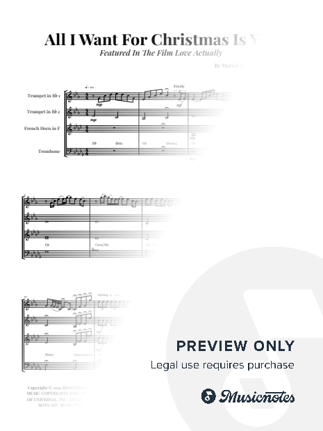 All I Want For Christmas Is You | BRASS QUARTET (with Chords)