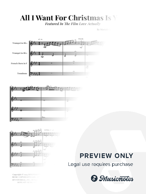 All I Want For Christmas Is You | BRASS QUARTET (Score & Parts)