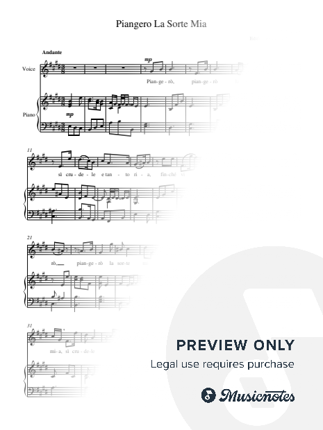 Piangero La Sorte Mia (George Frideric Handel, High Voice)