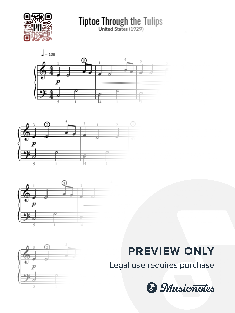 Tip Toe Through the Tulips With Me (Easy Piano)