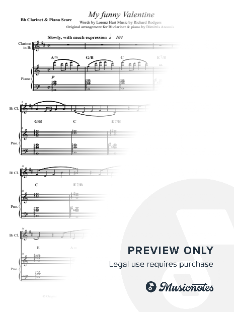 My Funny Valentine - Pno & Bb Clarinet arrangement