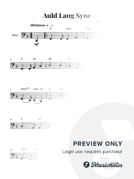 Auld Lang Syne | TUBA (with Chords)