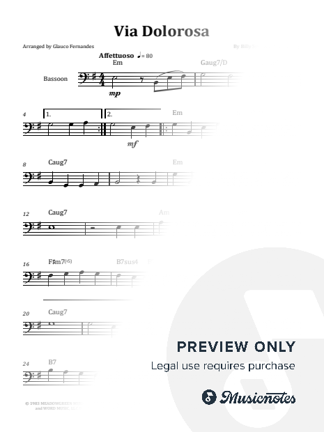 Via Dolorosa - Sandi Patty | EASY BASSOON SOLO (with Chords)