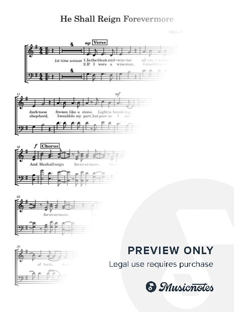 He Shall Reign Forevermore (Simplified Choir Sheet)