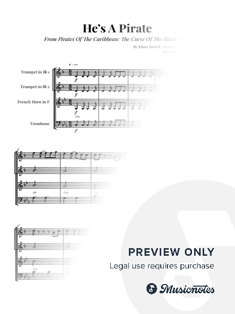 He's A Pirate - Pirates of the Caribbean | BRASS QUARTET (with Chords)