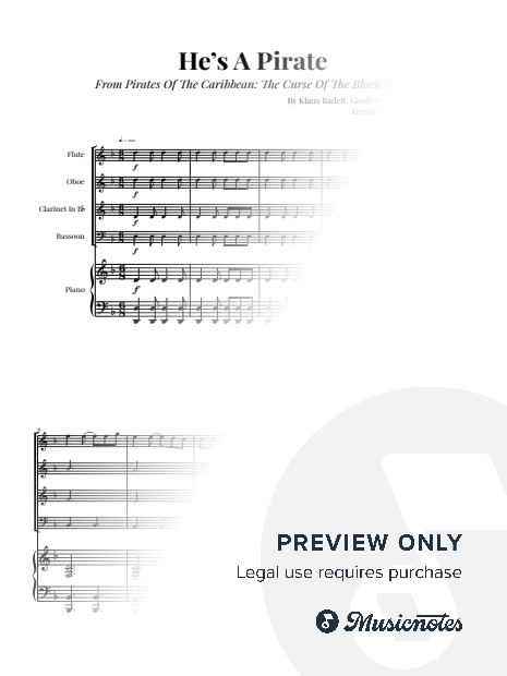 He's A Pirate - Pirates of the Caribbean | WOODWIND QUARTET & PIANO