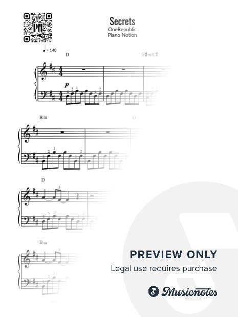 Secrets, OneRepublic (Easy Piano)