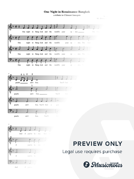 One Night In Bangkok in the style of a 16th century chanson