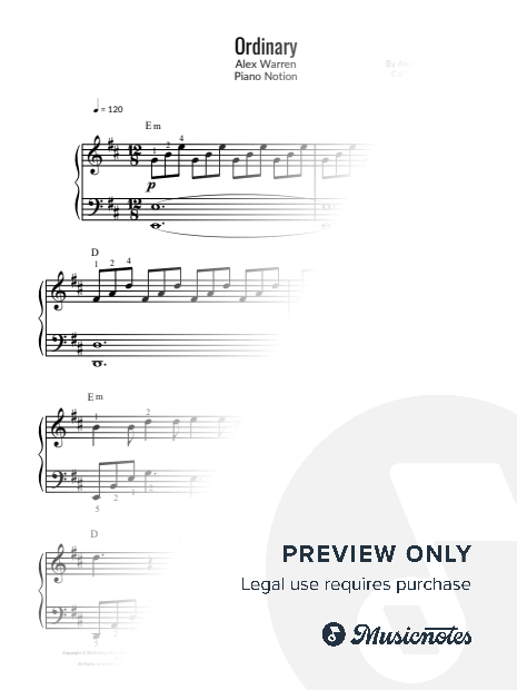 Ordinary, Alex Warren (Easy Piano)