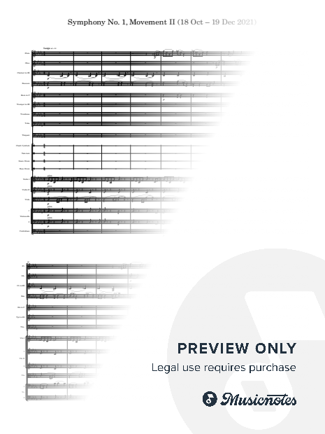 Symphony No. 1, Movement II (18 Oct – 19 Dec 2021) (Full Score & Parts)