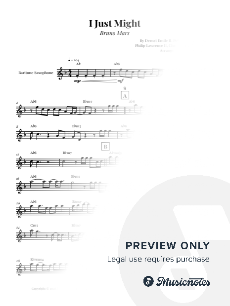 I Just Might - Bruno Mars | EASY BARITONE SAX SOLO (with Chords)