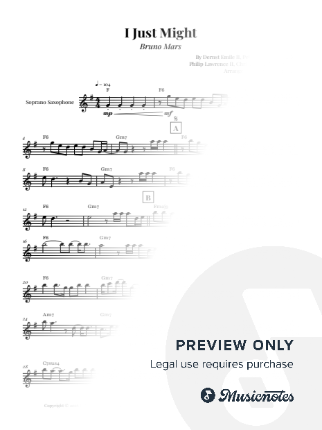 I Just Might - Bruno Mars | EASY SOPRANO SAX SOLO (with Chords)