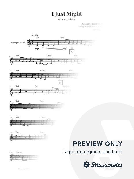 I Just Might - Bruno Mars | EASY TRUMPET SOLO (with Chords)