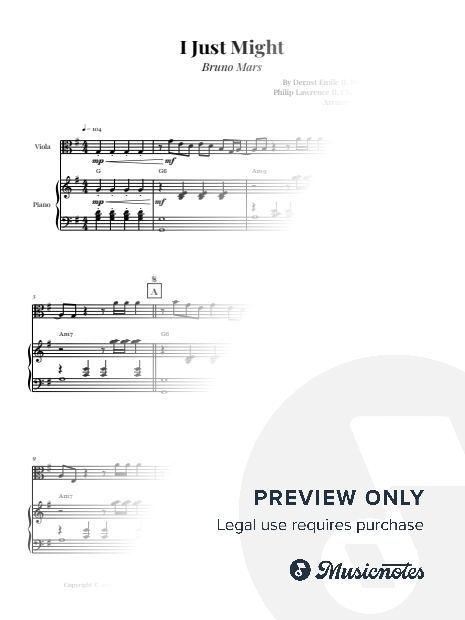 I Just Might - Bruno Mars | EASY VIOLA & PIANO (with Chords)