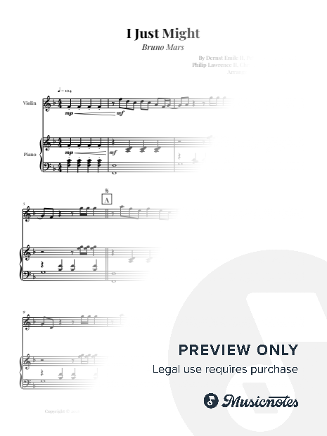 I Just Might - Bruno Mars | EASY VIOLIN & PIANO (Original Key)