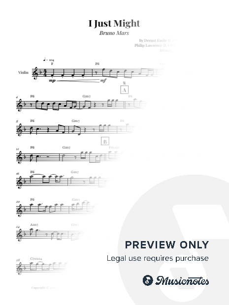 I Just Might - Bruno Mars | EASY VIOLIN SOLO (with Chords - Original Key)