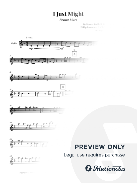 I Just Might - Bruno Mars | EASY VIOLIN SOLO (Original Key)