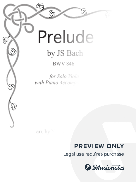 Bach Prelude in C Major (BWV 846) for Solo Viola with Piano Accompaniment
