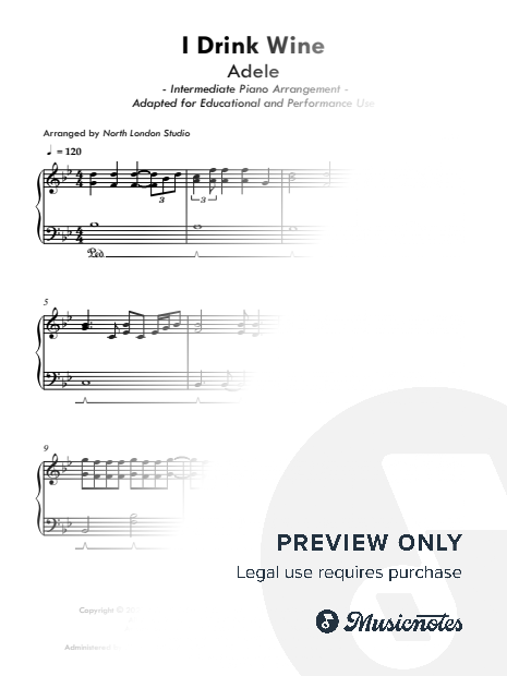 I Drink Wine - Intermediate Piano Solo