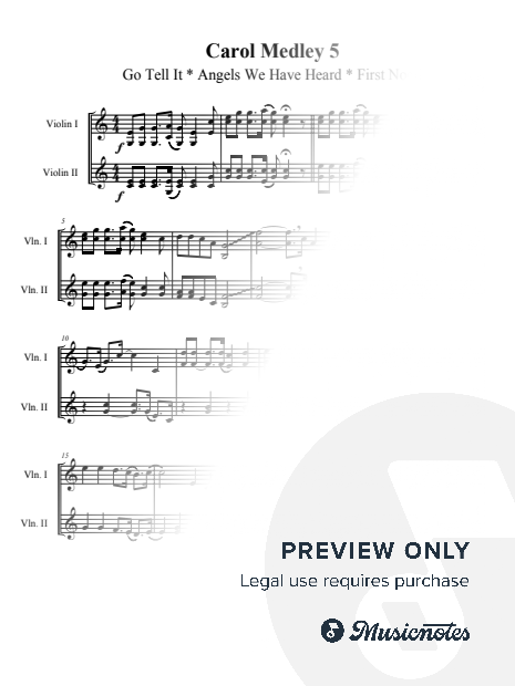 Carol Medley 5 Go Tell It Angels We Have Heard On High The First Noel for Violin Duet