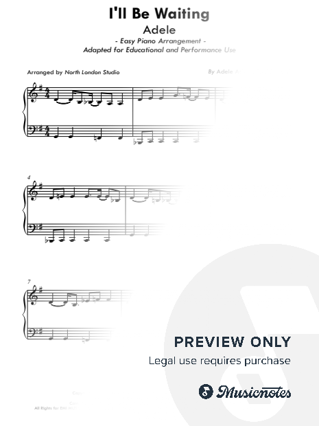 I'll Be Waiting - Easy Piano Solo