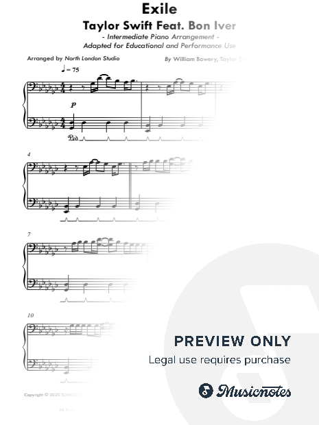 Exile - Intermediate Piano Solo