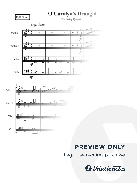 O Carloyn's Draught for String Quartet