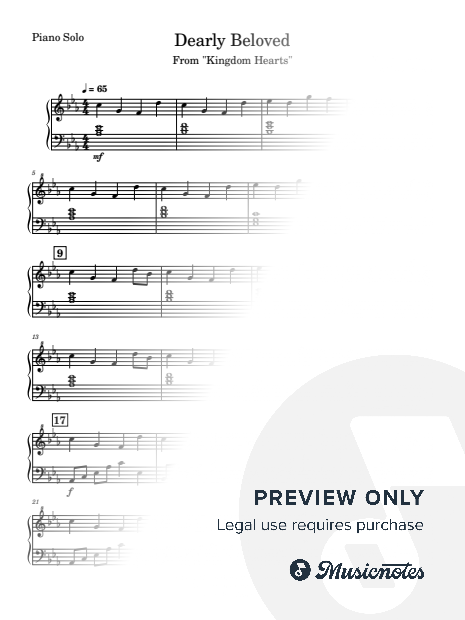 Dearly Beloved (From "Kingdom Hearts") - Piano Solo