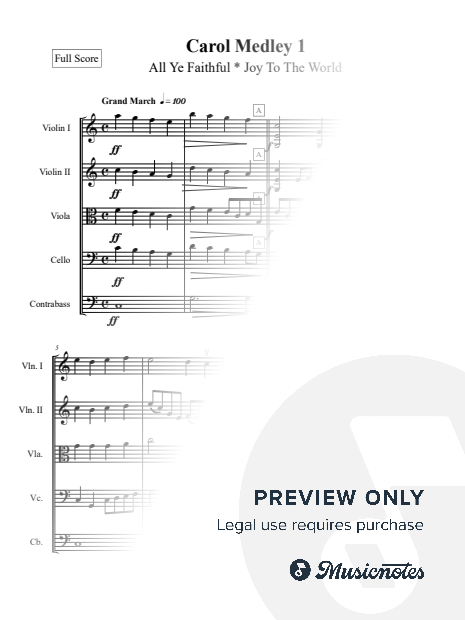 Carol Medley 1 O Come All Ye Faithful Joy To The World for String Orchestra