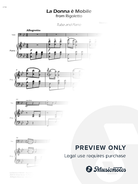 La Donna è Mobile from Rigoletto - Tuba and Piano