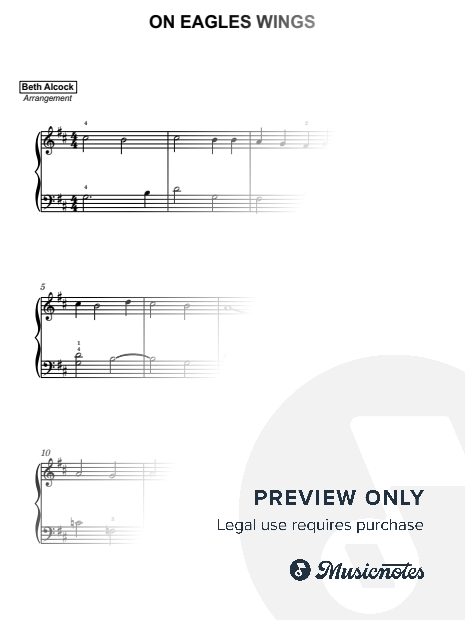 On Eagle's Wings - hymn | easy piano