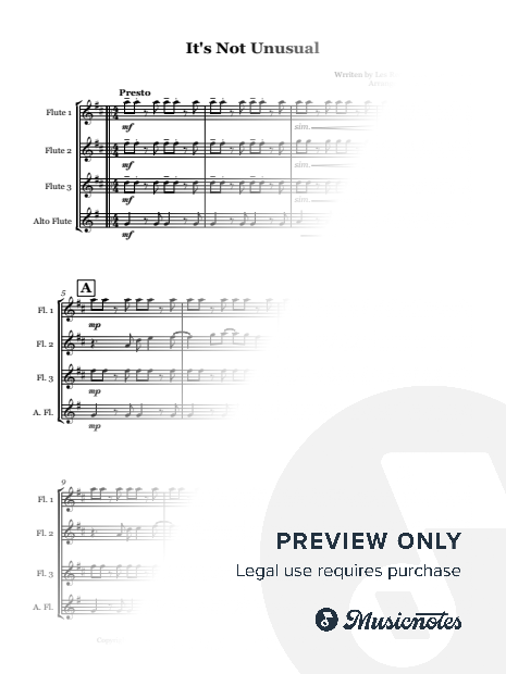 It's Not Unusual by Tom Jones - Flute quartet