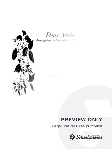 Deux Arabesque #1 by Claude Debussy arranged for Flute Solo with Piano Accompaniment